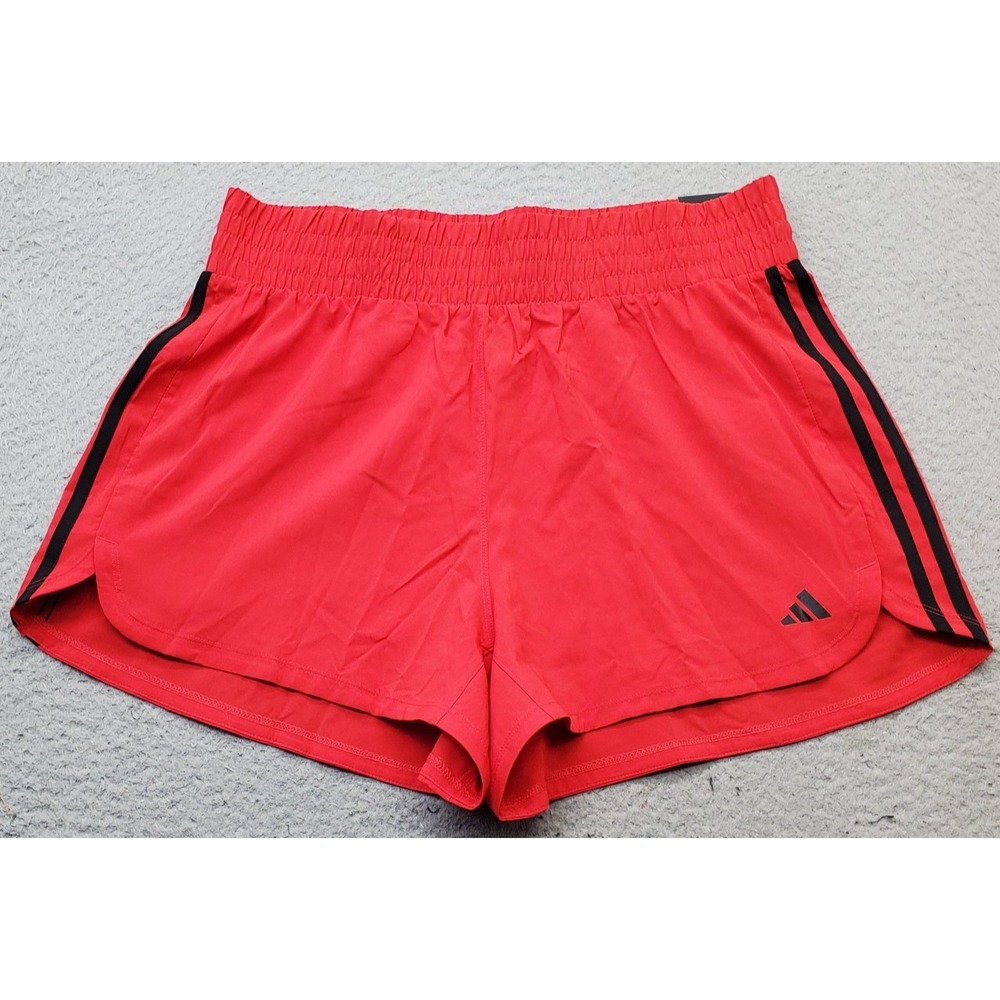 Adidas Pacer Training Shorts Men XL Red 3-Stripes Woven High-Rise Pull On JD2287
